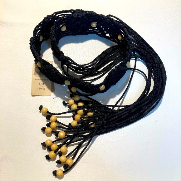 COLDWATER CREEK Sz S/M Braided Rope Cord Wood Beads Bohemian Belt NWT - Picture 2 of 8